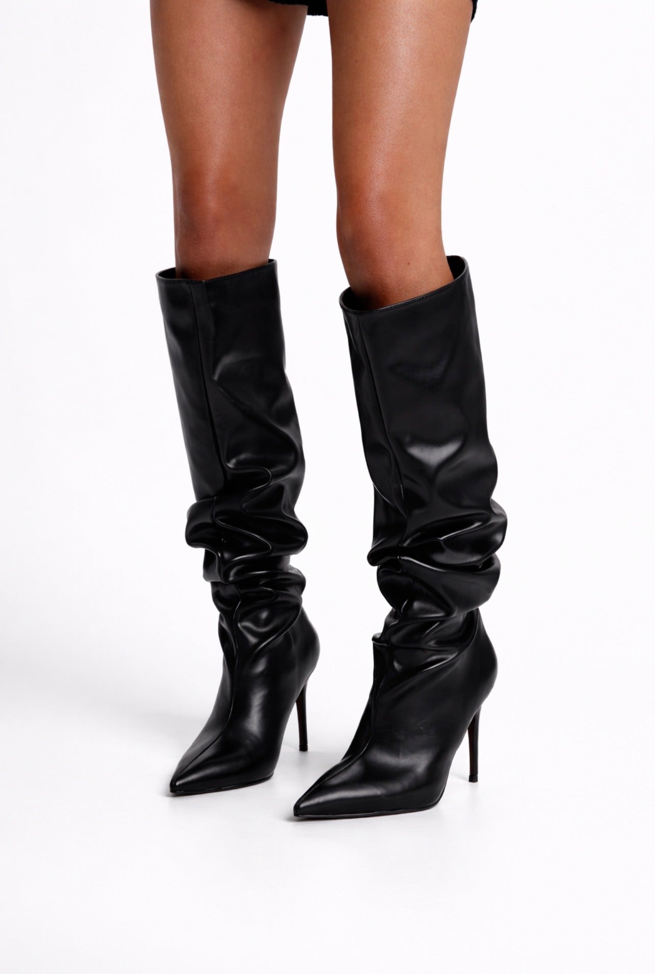high-heeled boots.