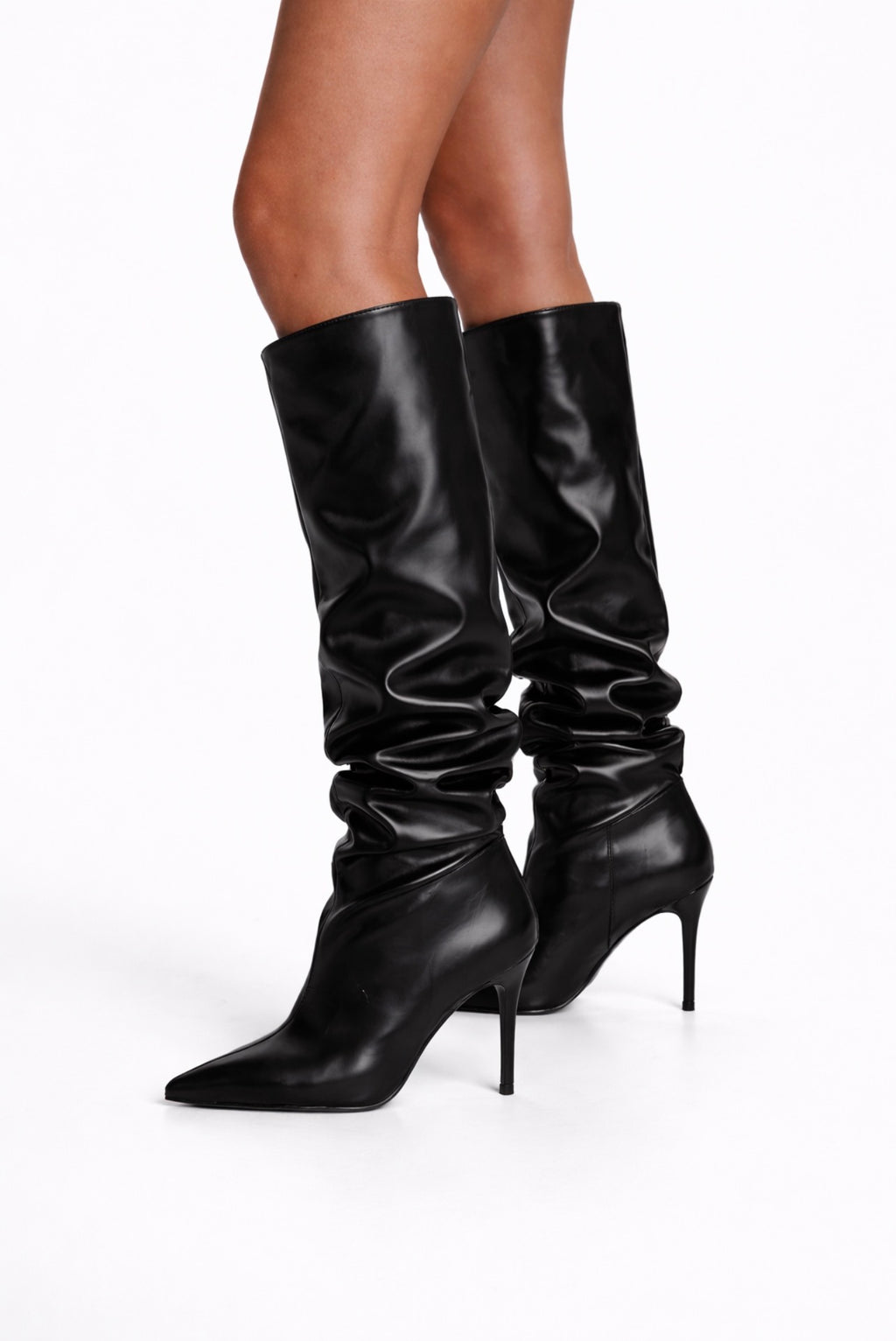 high-heeled boots.